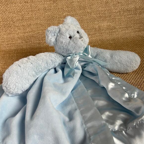 Berrington Baby Blue Bear Security Blanket Lovey Satin Trim - Picture 5 of 7